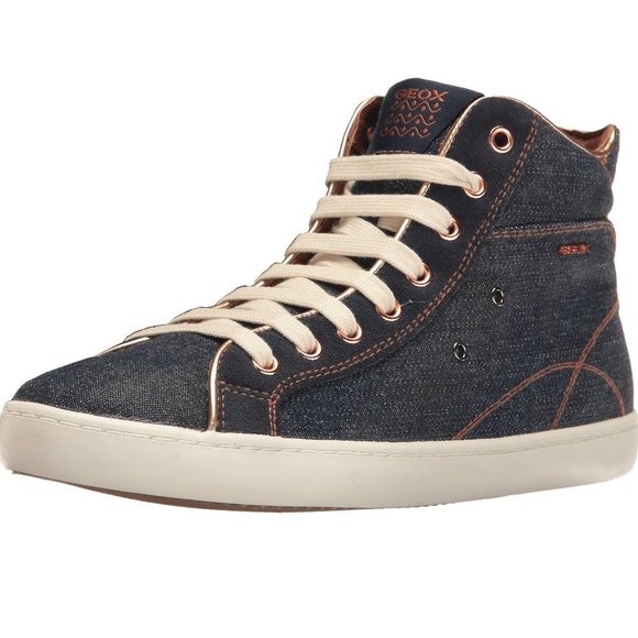 Geox  Junior Kids Kiwi High Top Jeans Sneakers - Picture 1 of 10